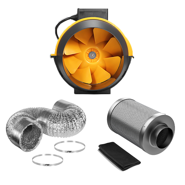 Carbon Filter In-line Duct Fan Kit For Grow Tent